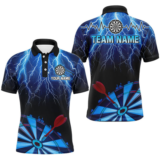 Individuelles Blaues Dartbrett Thunder Lightning Herren Poloshirt, Dart Liga Shirt TDM1995