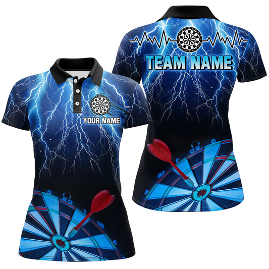 Individuelles Blaues Dartbrett Thunder Lightning Herren Poloshirt, Dart Liga Shirt TDM1995