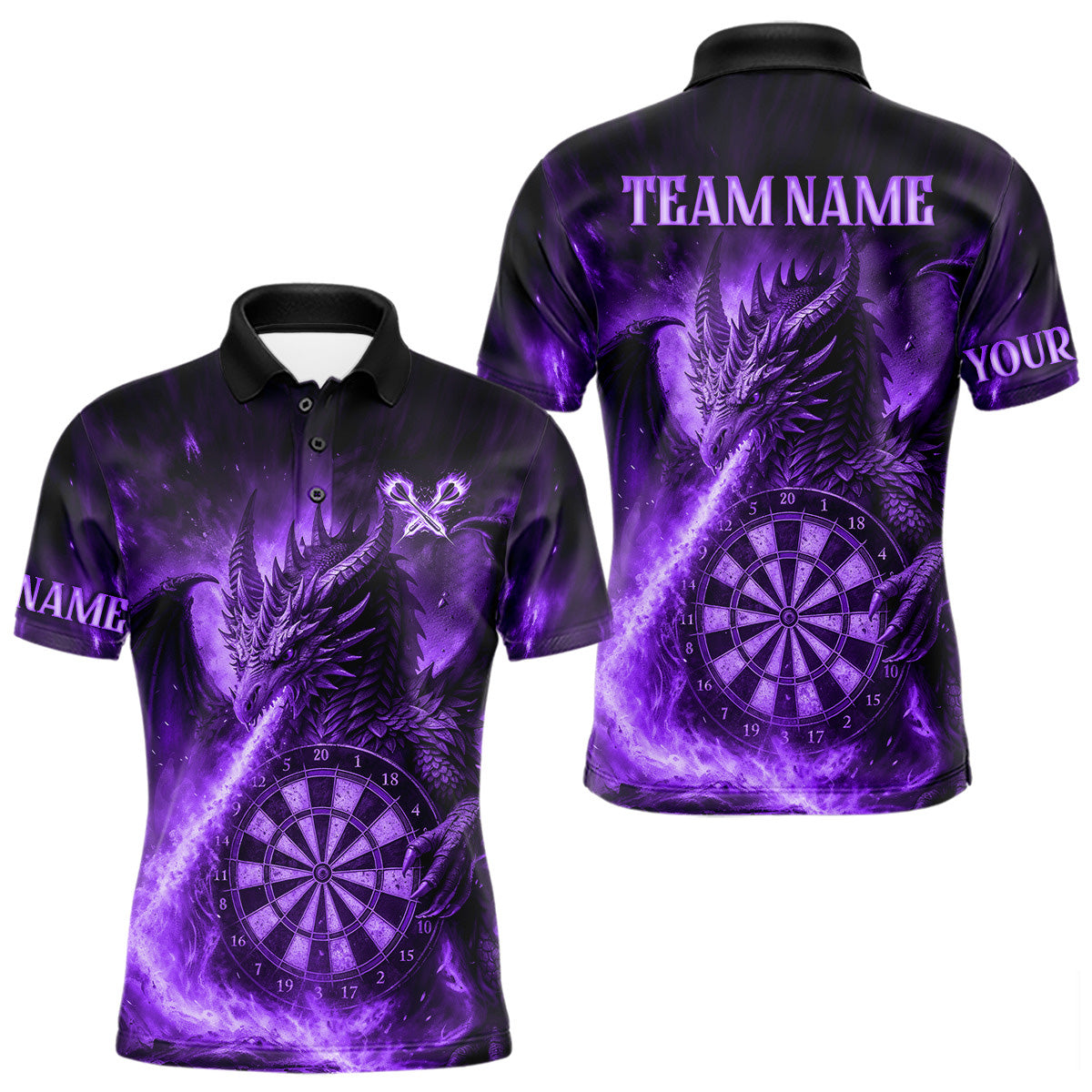 Lila Flaming-Dragon Dartshirt Für Herren – Custom Liga-Teamtrikot Polo & Quarter Zip TDM4556