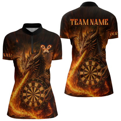 Oranges Flaming-Dragon Dartshirt Für Damen – Custom Liga-Teamtrikot Polo & Quarter Zip TDM4555