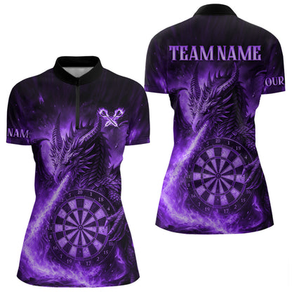 Lila Flaming-Dragon Dartshirt Für Damen – Custom Liga-Teamtrikot Polo & Quarter Zip TDM4556