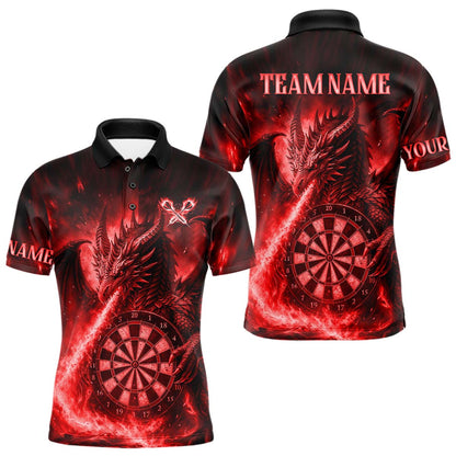 Rotes Flaming-Dragon Dartshirt Für Herren – Custom Liga-Teamtrikot Polo & Quarter Zip TDM4586