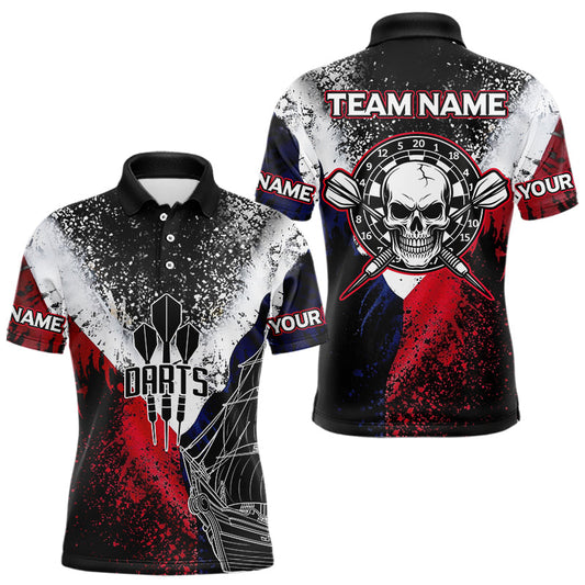 Schwarzes Boot, Personalisierter Totenkopf mit Dartpfeilen, Bunte Dartshirts für Herren, Trikots NYN0076