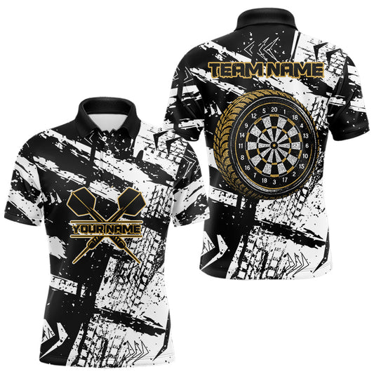 Dartboards im Grunge-Stil, Personalisierte Gelbe Rad-Dartshirts für Herren, Trikots NYN0079