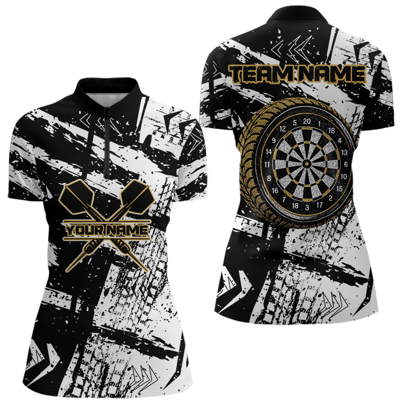 Dartboards im Grunge-Stil, gelbes Rad, individuelle Dartshirts für Damen, Darttrikots NYN0079
