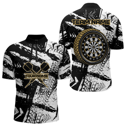Dartboards im Grunge-Stil, Personalisierte Gelbe Rad-Dartshirts für Herren, Trikots NYN0079