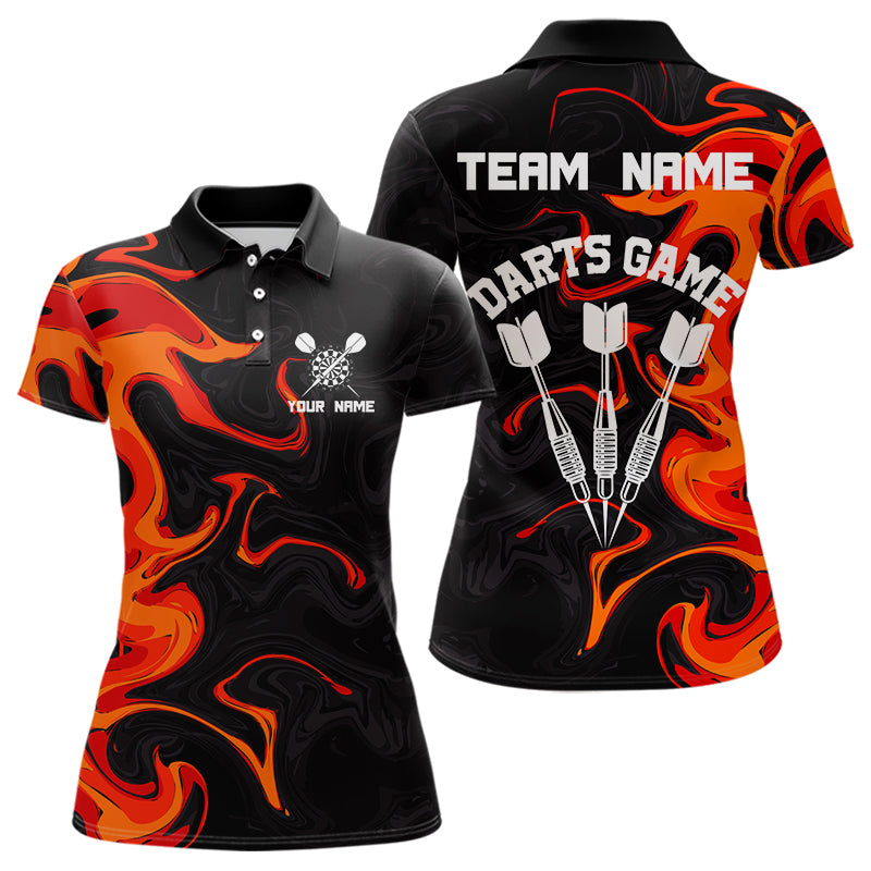 Orangefarbene Spritzoptik mit Dartpfeilen, individuelle Dartshirts für Damen, Teamtrikots NYN0082