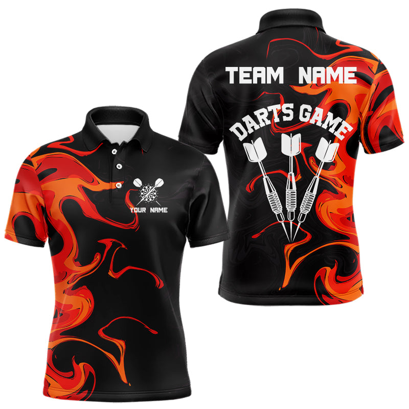 Orangene Farbspritzer mit Dartpfeilen Personalisierte Dartshirts für Herren, Teamtrikots NYN0082