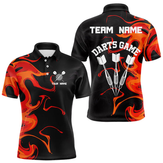 Orangene Farbspritzer mit Dartpfeilen Personalisierte Dartshirts für Herren, Teamtrikots NYN0082