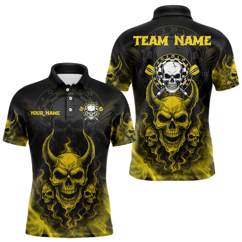 Gelber Rauch, Totenköpfe und Dartpfeile Personalisierte Dartshirts für Herren, Teamtrikots NYN0086