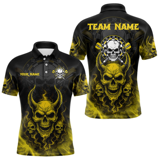 Gelber Rauch, Totenköpfe und Dartpfeile Personalisierte Dartshirts für Herren, Teamtrikots NYN0086