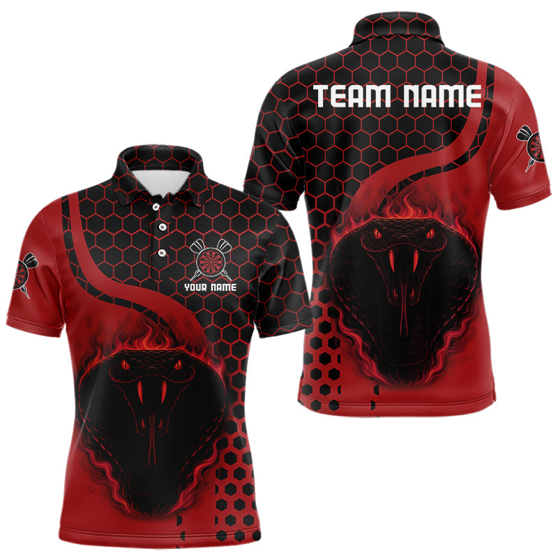 Schwarz-Rote Flammen-Drachen Personalisierte Dartshirts für Herren, Teamtrikots NYN0093