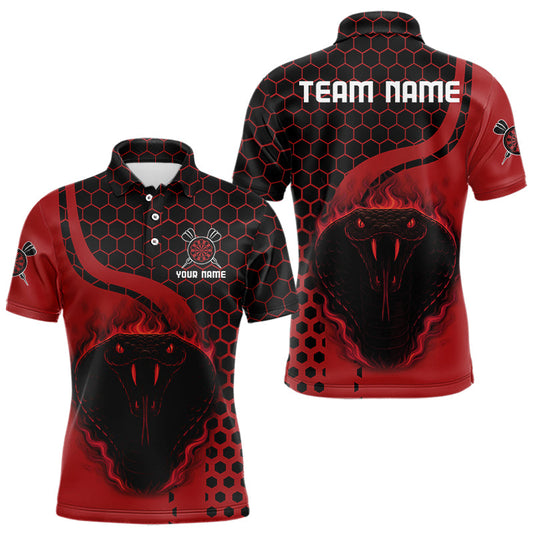 Schwarz-Rote Flammen-Drachen Personalisierte Dartshirts für Herren, Teamtrikots NYN0093