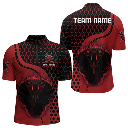 Schwarz-Rote Flammen-Drachen Personalisierte Dartshirts für Herren, Teamtrikots NYN0093