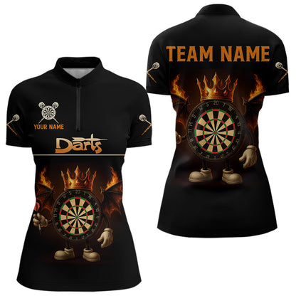 Feuerflammenflügel mit Dartboard, witziges individuelles Dartshirt für Damen, Teamtrikots NYN0094