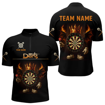 Feuerflammen-Flügel mit Dartboard Lustige Personalisierte Dartshirts für Herren, Teamtrikots NYN0094