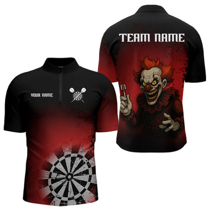 Dart haltender Clown im Grunge-Stil Lustiges personalisiertes Dartshirt für Herren, Teamtrikots NYN0096