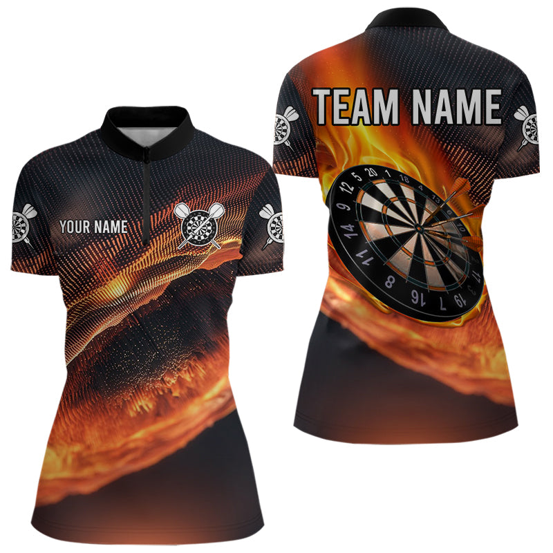 Personalisierte Flammen-Dartboards 3D-Dartshirt für Damen, Teamtrikots NYN0097
