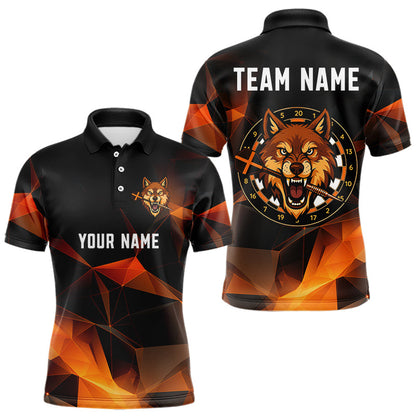 Orangenes abstraktes Muster mit Wolf-Dartboard Personalisiertes Dartshirt für Herren, Trikots NYN0099