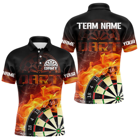 Personalisierte Flammen-Rauch-Dartboards Dartshirt für Herren, Darttrikots NYN0100