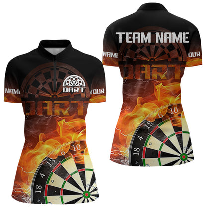 Personalisierte Flammen und Rauch-Dartboards, Dartshirt für Damen, individuelle Trikots NYN0100