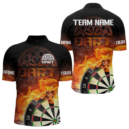 Personalisierte Flammen-Rauch-Dartboards Dartshirt für Herren, Darttrikots NYN0100