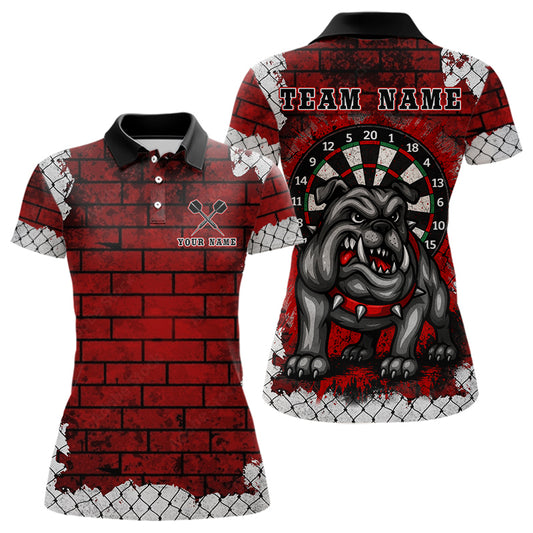 Ziegelwand Wilde Bulldogge Damen Dart Polo Team Shirt – Personalisierter Name für Spieler NYN0462
