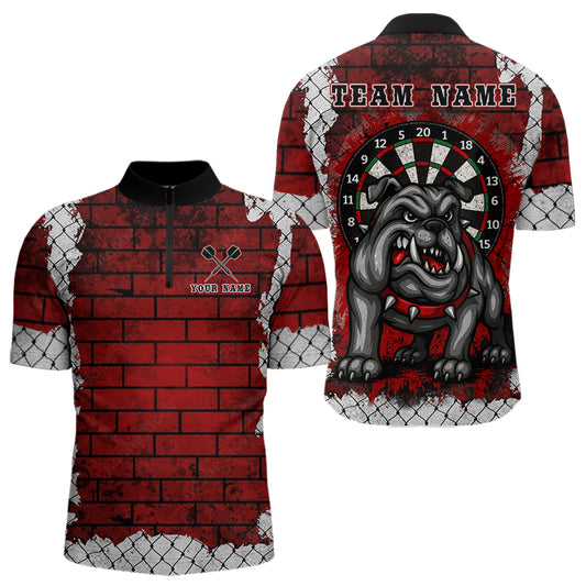 Ziegelwand Wilde Bulldogge Herren Dart 1/4-Zip Team Shirt – Personalisierter Name für Spieler NYN0462
