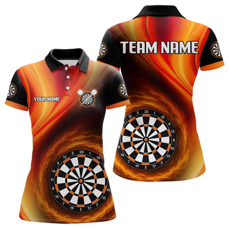 Kreisflammen-Dartboard, individuelles oranges Dartshirt für Damen, Teamtrikots NYN0102