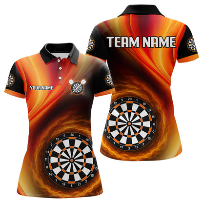 Kreisflammen-Dartboard, individuelles oranges Dartshirt für Damen, Teamtrikots NYN0102