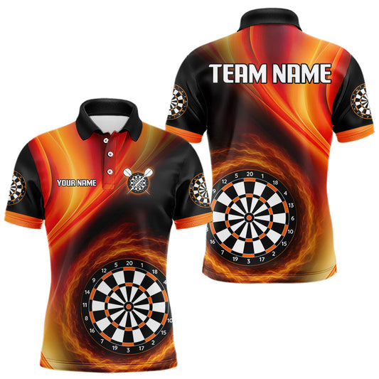 Kreisflamme-Dartboard Orangenes personalisiertes Dartshirt für Herren, Teamtrikots NYN0102