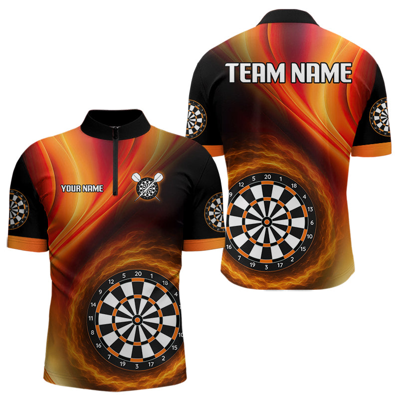 Kreisflamme-Dartboard Orangenes personalisiertes Dartshirt für Herren, Teamtrikots NYN0102