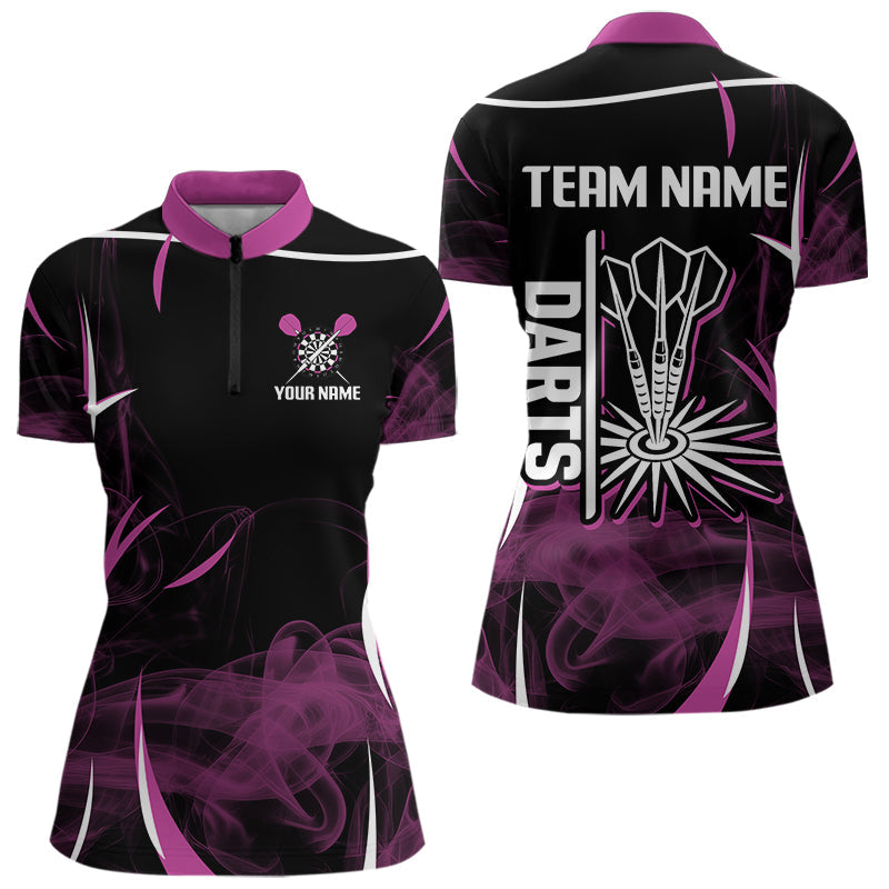 Personalisierte lila Rauch-Dartpfeile, Dartshirt für Damen, individuelle Trikots NYN0104