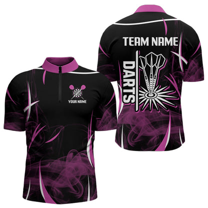 Personalisierte lila Rauch-Dartpfeile Dartshirt für Herren, Darttrikots NYN0104