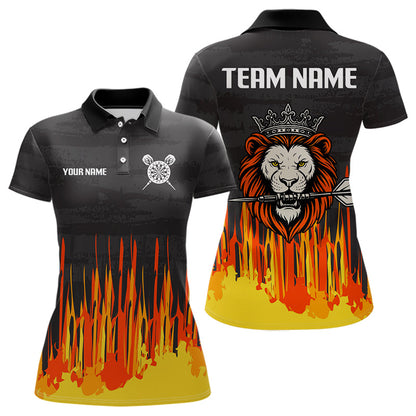 Mehrfarbiger Löwe mit Krone und Dartpfeil, individuelles Dartshirt für Damen, Teamtrikots NYN0109