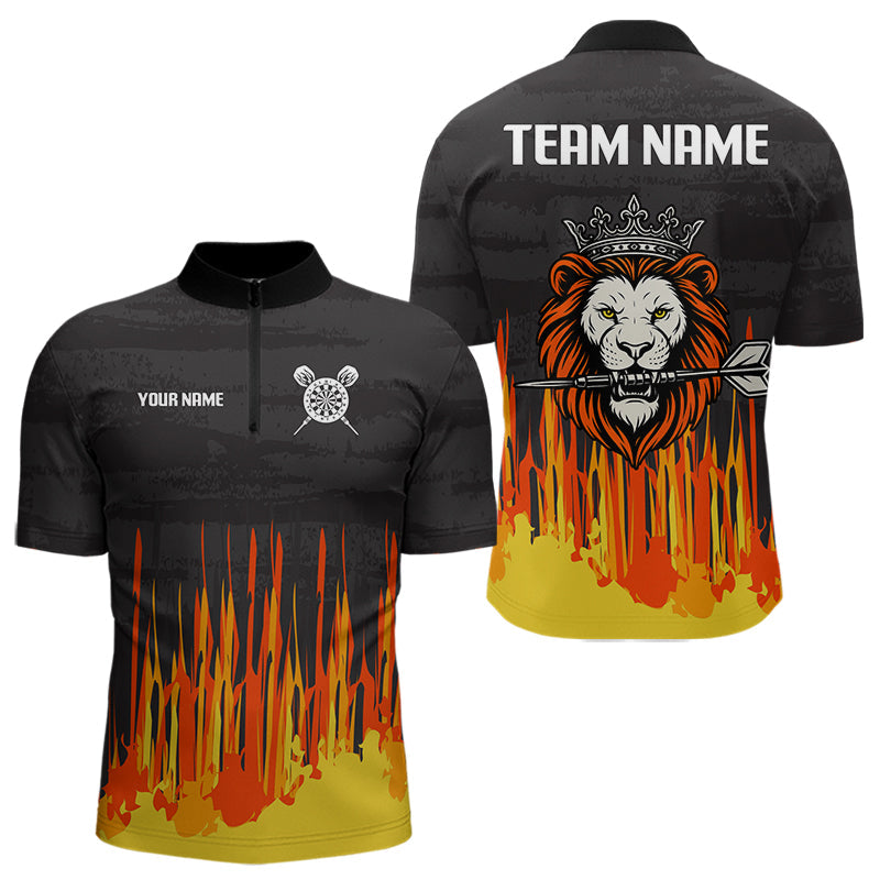 Mehrfarbiger Kronenlöwe mit Dartpfeil Personalisiertes Dartshirt für Herren, Teamtrikots NYN0109