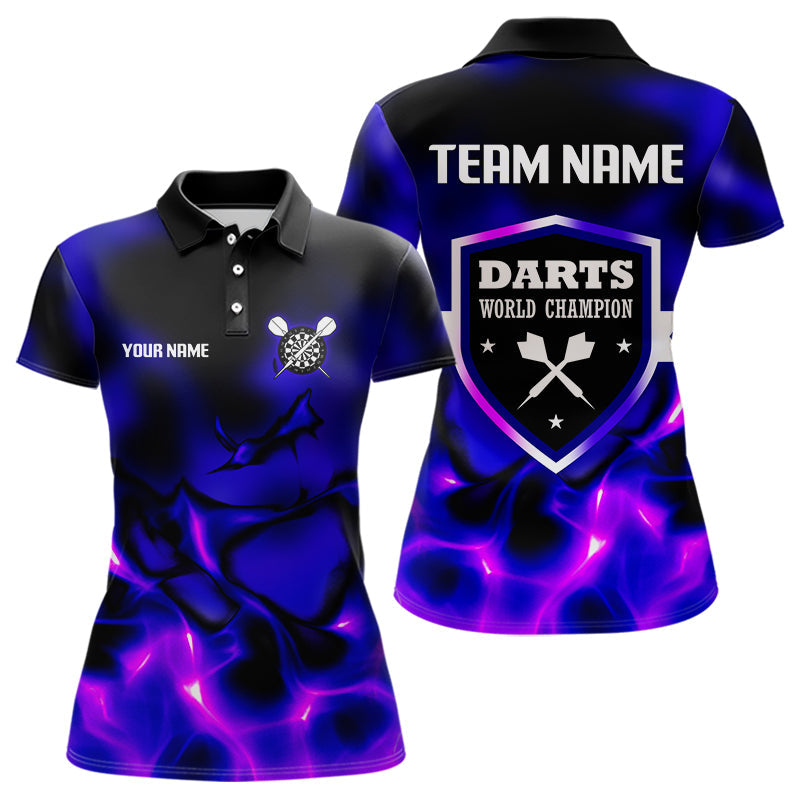Darts-Weltmeister, individuelles blau-lila Dartshirt für Damen, Teamtrikots NYN0111