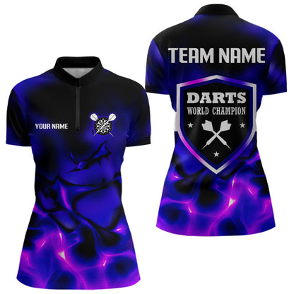 Darts-Weltmeister, individuelles blau-lila Dartshirt für Damen, Teamtrikots NYN0111