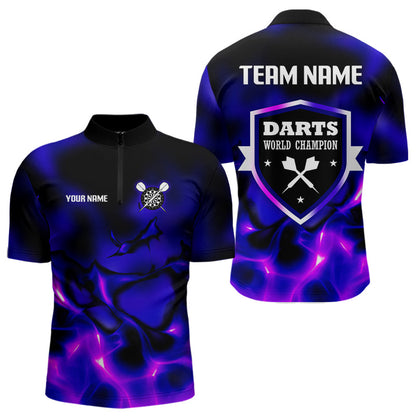 Darts-Weltmeister Blau-lila personalisiertes Dartshirt für Herren, Teamtrikots NYN0111