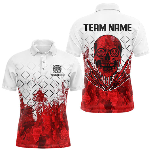 Weiß-roter Totenkopf im Aquarellstil Personalisiertes Dartshirt für Herren, Teamtrikots NYN0117