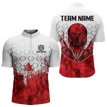 Weiß-roter Totenkopf im Aquarellstil Personalisiertes Dartshirt für Herren, Teamtrikots NYN0117