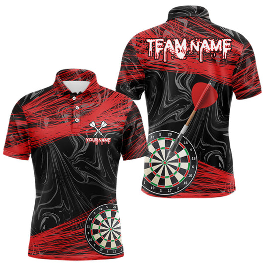 Schwarze und Rote Dartboards Personalisiertes Polo & 1/4 Reißverschluss Darttrikots für Herren, Teamshirts NYN0006
