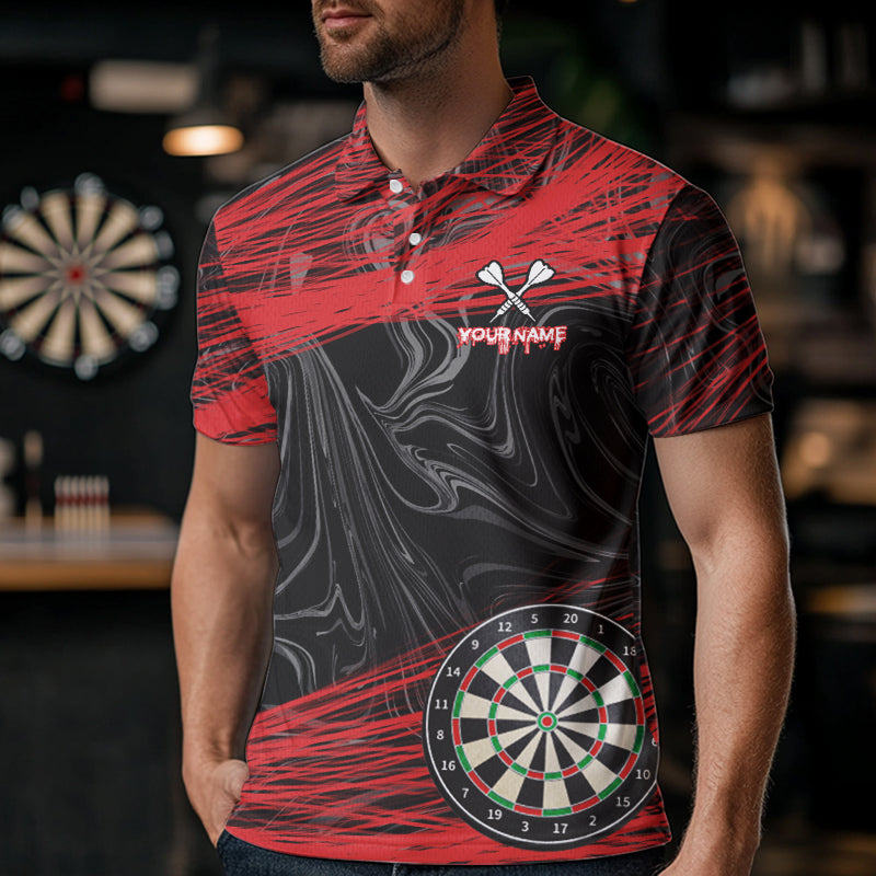 Schwarze und Rote Dartboards Personalisiertes Polo & 1/4 Reißverschluss Darttrikots für Herren, Teamshirts NYN0006