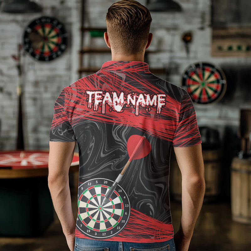 Schwarze und Rote Dartboards Personalisiertes Polo & 1/4 Reißverschluss Darttrikots für Herren, Teamshirts NYN0006