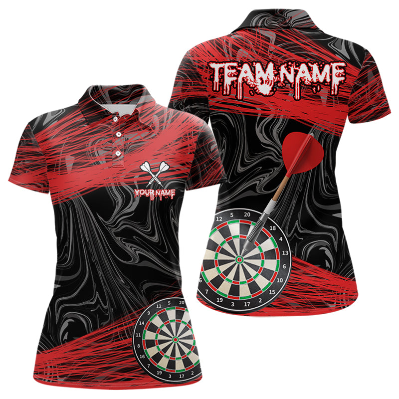 Schwarze und rote Dartboards, personalisiertes Polo & 1/4-Zip Darttrikots für Herren, Teamshirts NYN0006