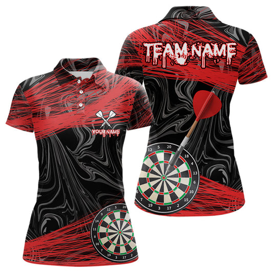 Schwarze und rote Dartboards, personalisiertes Polo & 1/4-Zip Darttrikots für Herren, Teamshirts NYN0006