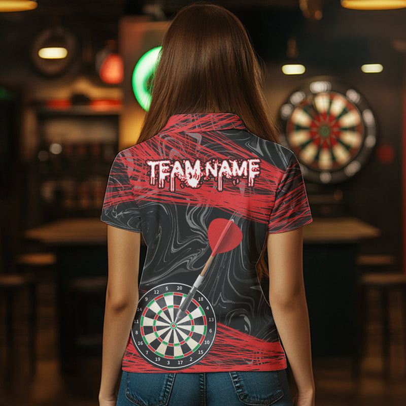 Schwarze und rote Dartboards, personalisiertes Polo & 1/4-Zip Darttrikots für Herren, Teamshirts NYN0006