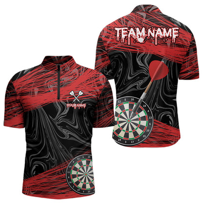 Schwarze und Rote Dartboards Personalisiertes Polo & 1/4 Reißverschluss Darttrikots für Herren, Teamshirts NYN0006