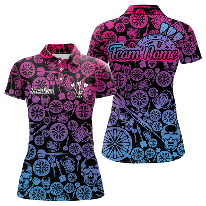 Buntes Gradient Dartboards Lustiges Polo Dart Shirt für Damen, Individuelles Dart Trikot NYN0008