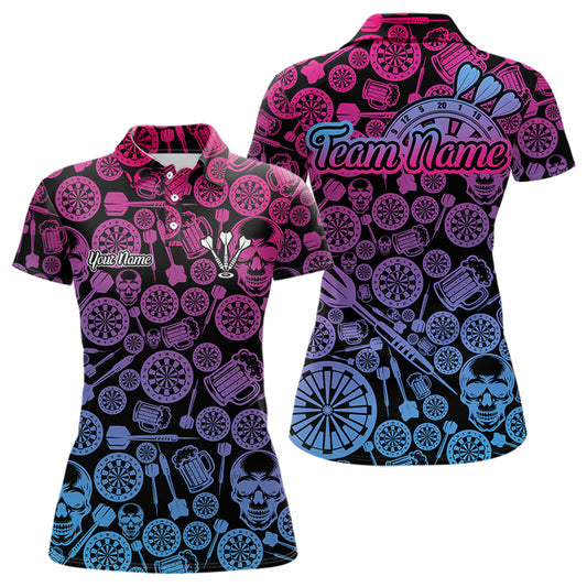 Buntes Gradient Dartboards Lustiges Polo Dart Shirt für Damen, Individuelles Dart Trikot NYN0008